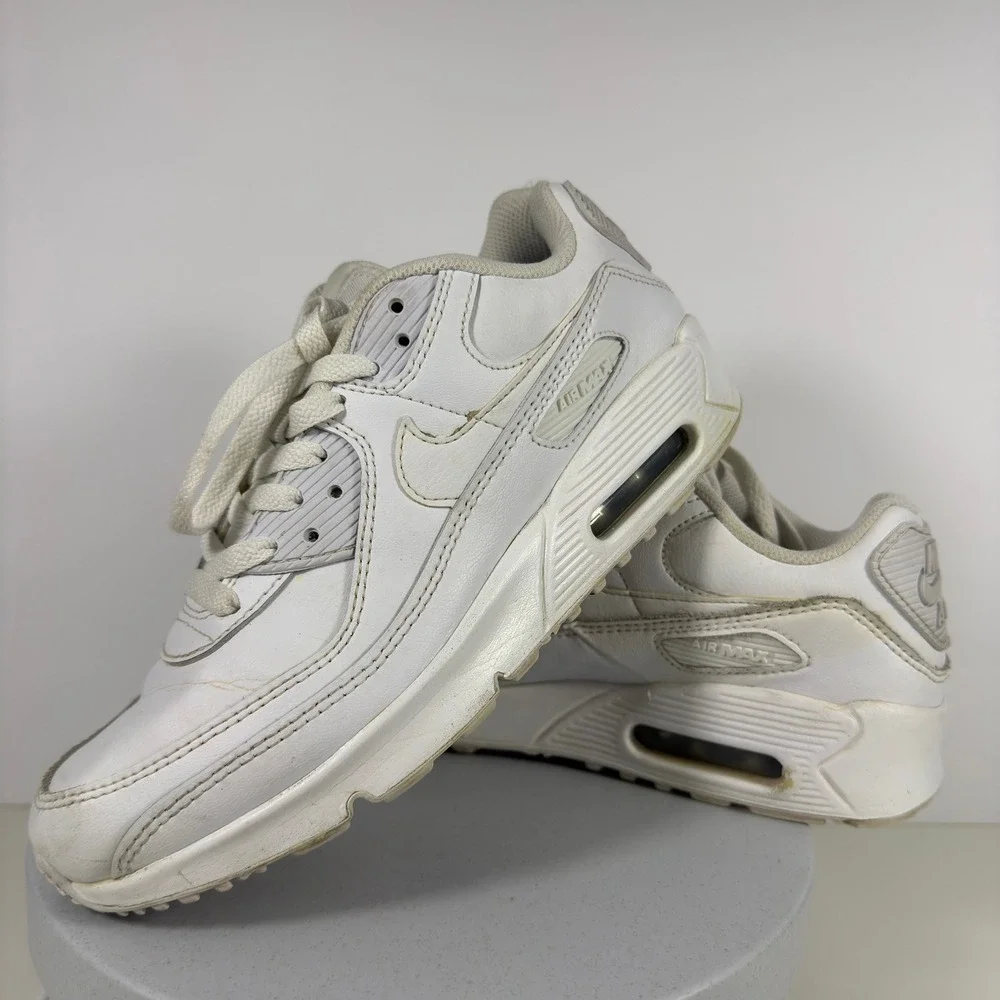Nike‎ Boys Sneakers Air Max 90 Leather Cushioned Streetwear White US 5.5Y